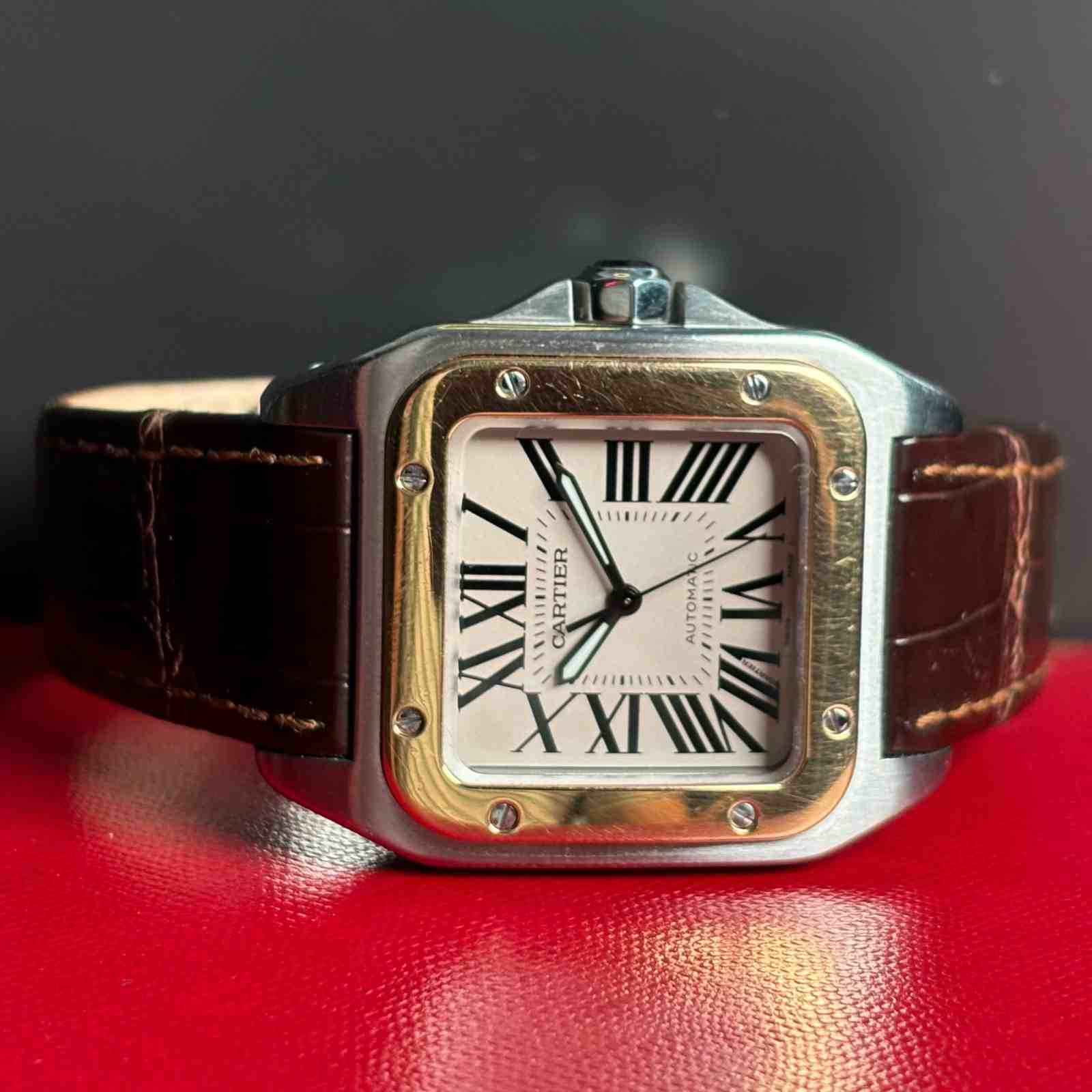 ساعت زنانه کارتیر  36 * 44 میلیمتری Cartier Santos 100