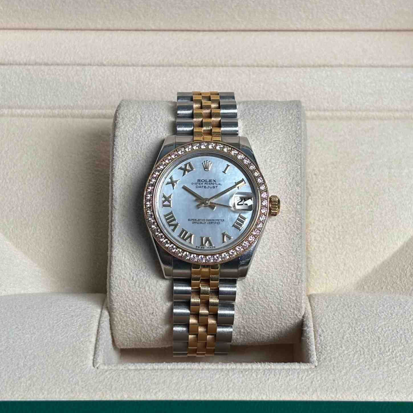 ساعت زنانه رولکس 31 میلیمتری صفحه صدف زه برلیان  ROLEX DATEJUST